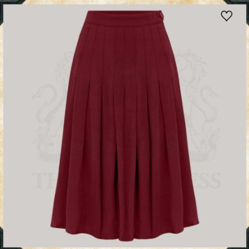 Seamstress of Bloomsbury 14 Lucille Wine Burgundy Skirt 1940s Rayon WW2 Vintage
